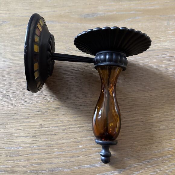 Mosaic Wall Sconce In Partylite Candle Holders for sale | eBay PartyLite Ariana Amber Glass Wall Sconce Mosaic Base VNTG Y2K Boho Decor